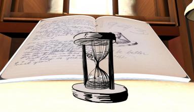 Image of hourglass diary scene in A Life in Pieces: The Diary and Letters of Stanley Hayami